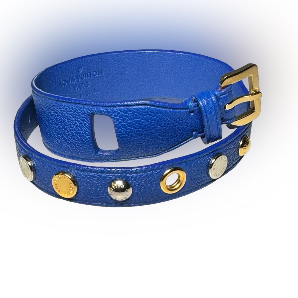 Louis Vuitton Blue Spike It Leather Bracelet